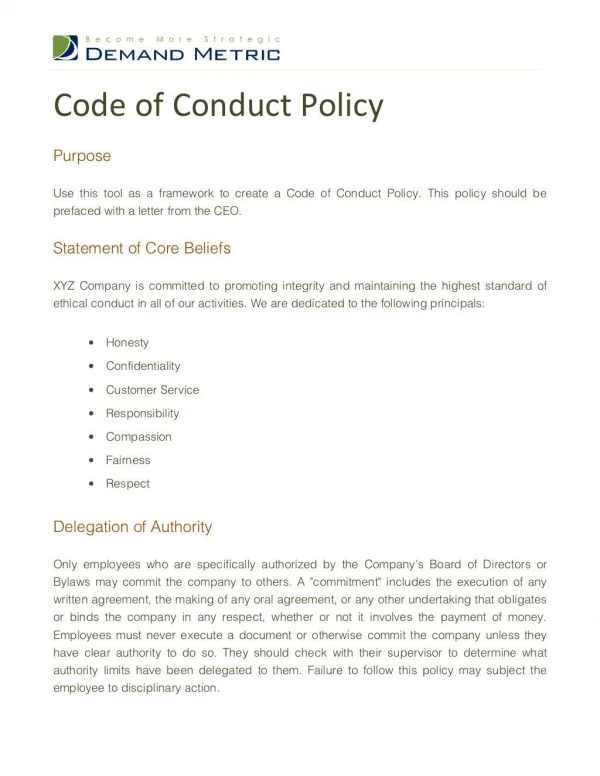 Code of Conduct Policy