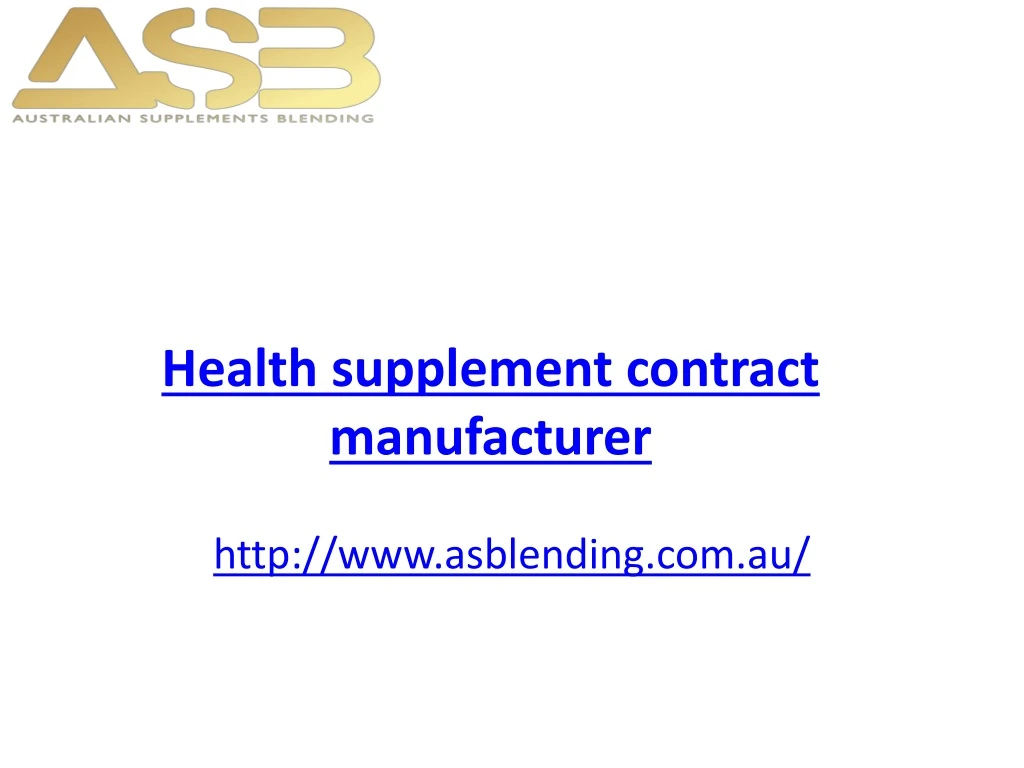 health supplement contract manufacturer