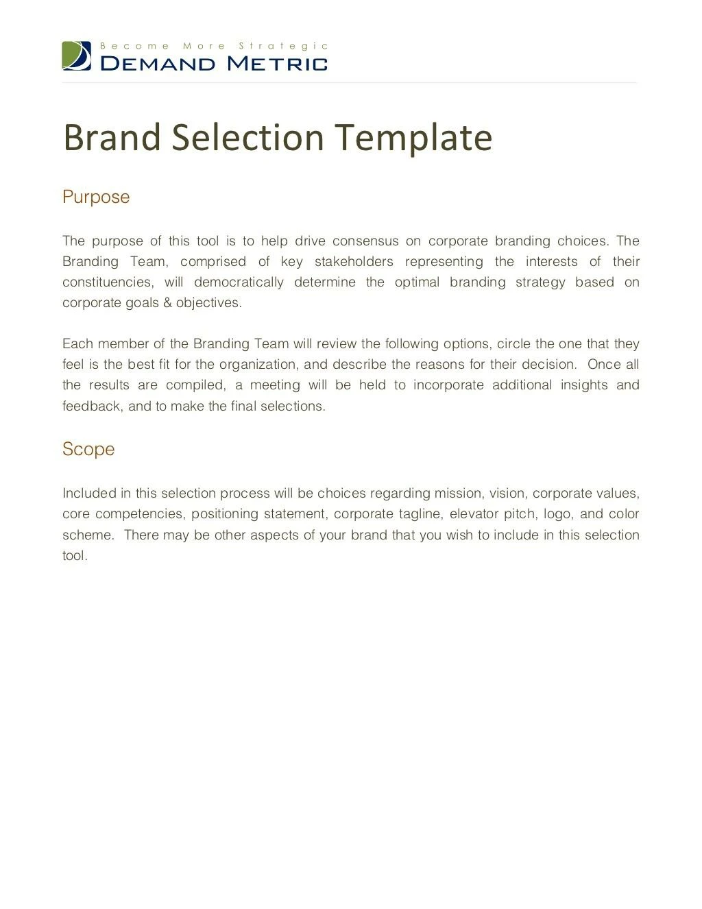 brand selection tool updated