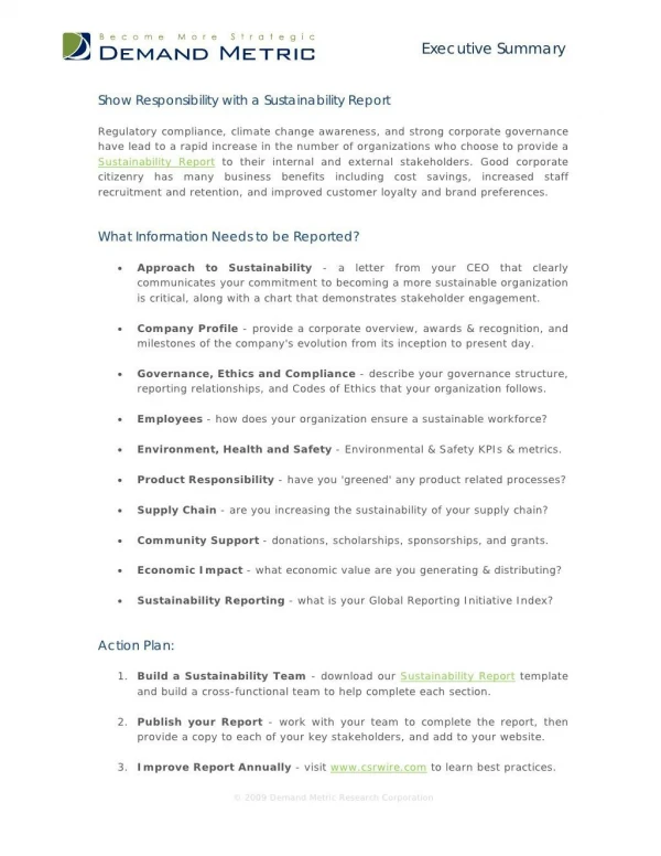 show responsibility with a sustainability report