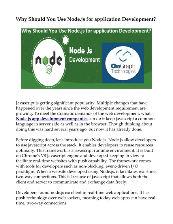 Why Should You Use Node.js for application Development?