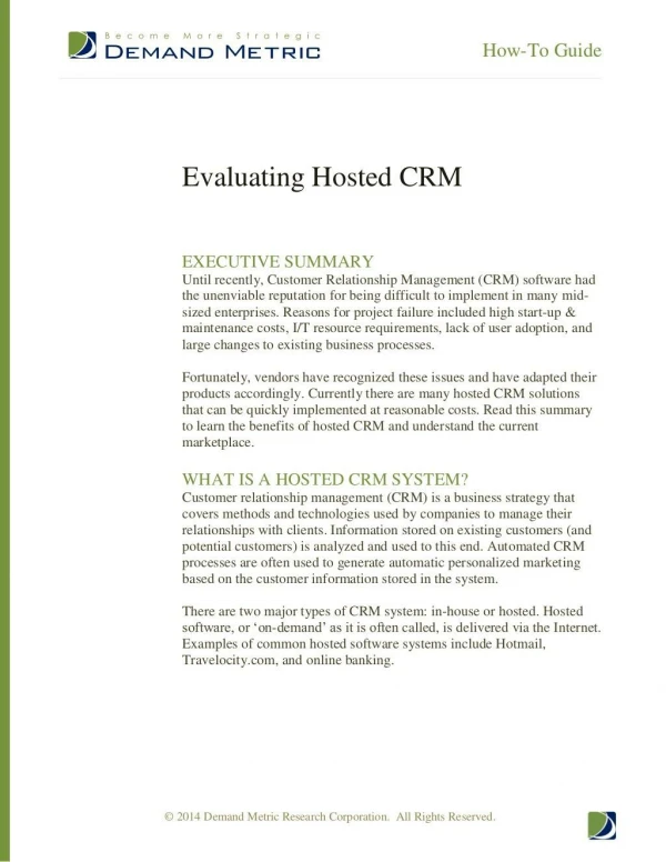 Evaluating Hosted CRM