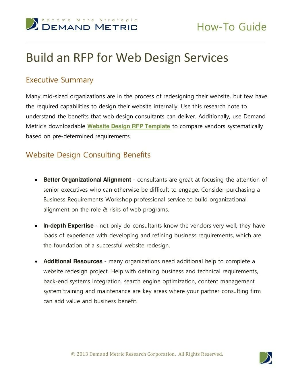 build an rfp for web design services