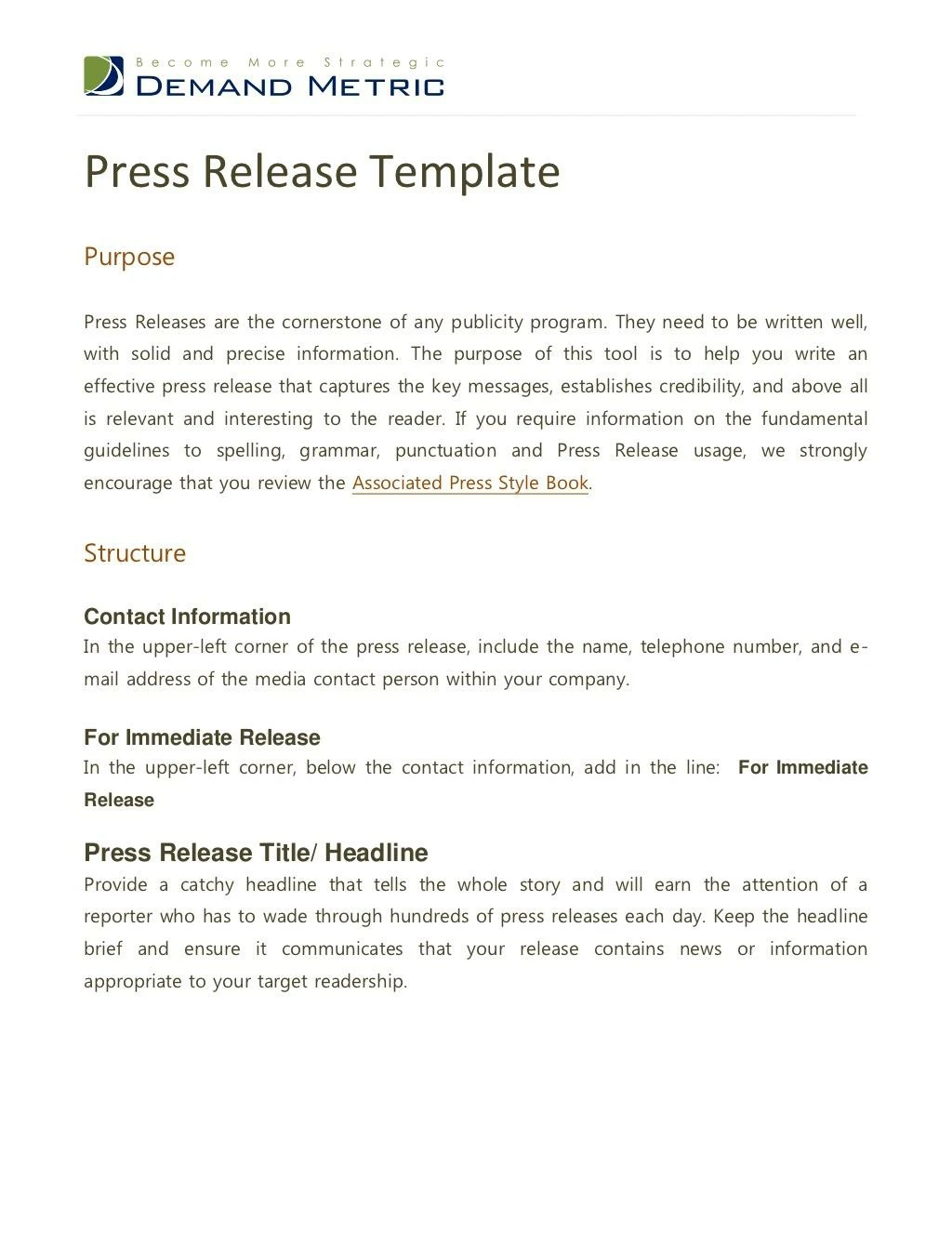 press release template