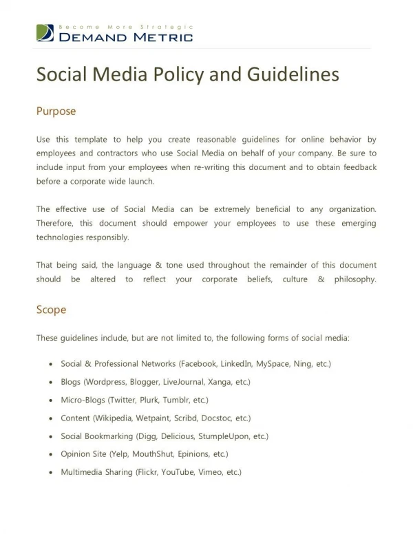 Social Media Policy and Guidelines