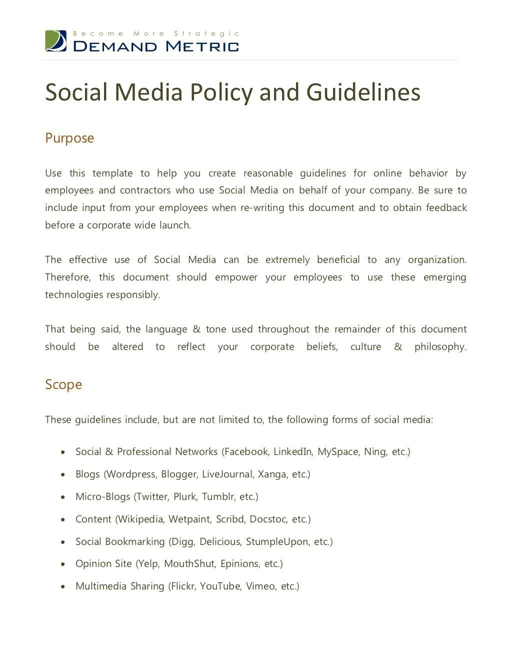 social media policy and guidelines