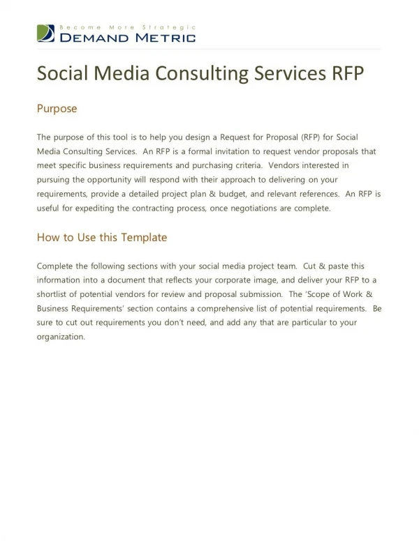 Social Media Consulting Services RFP