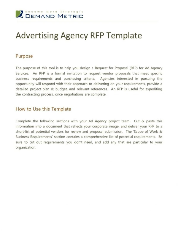 Advertising Agency RFP Template
