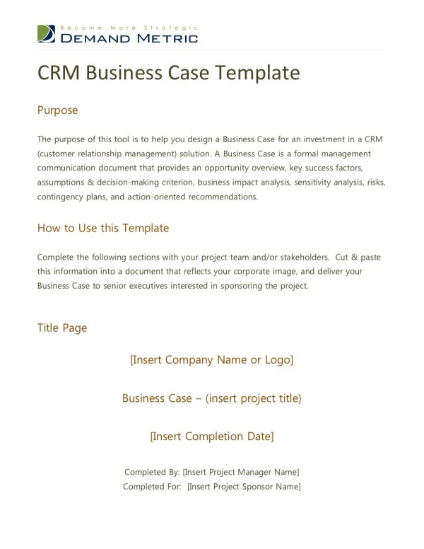 CRM Business Case Template