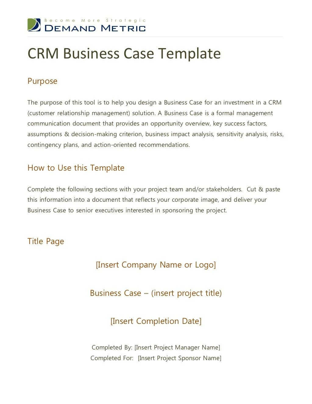 crm business case template