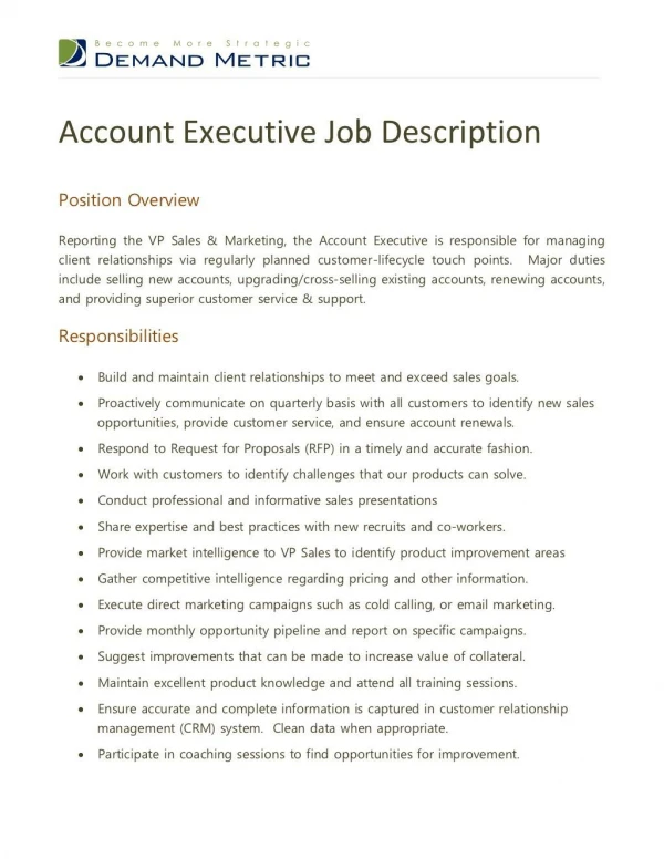 Account Executive Job Description