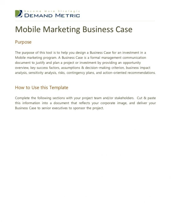 Mobile Marketing Business Case