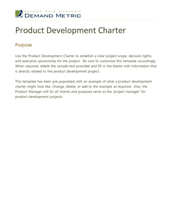 Product Development Charter