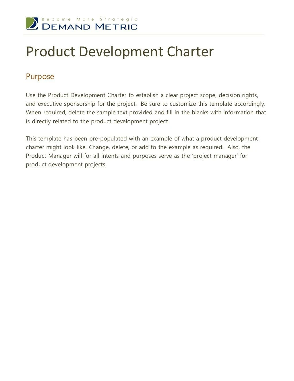 product development charter