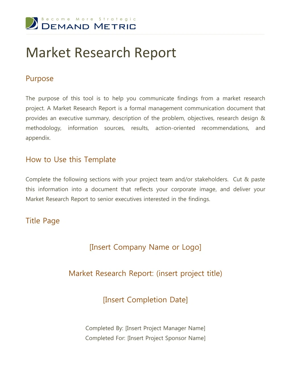market research report purpose the purpose