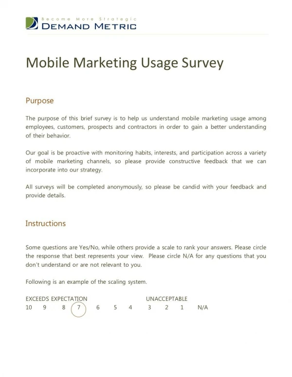 Mobile Marketing Usage Survey