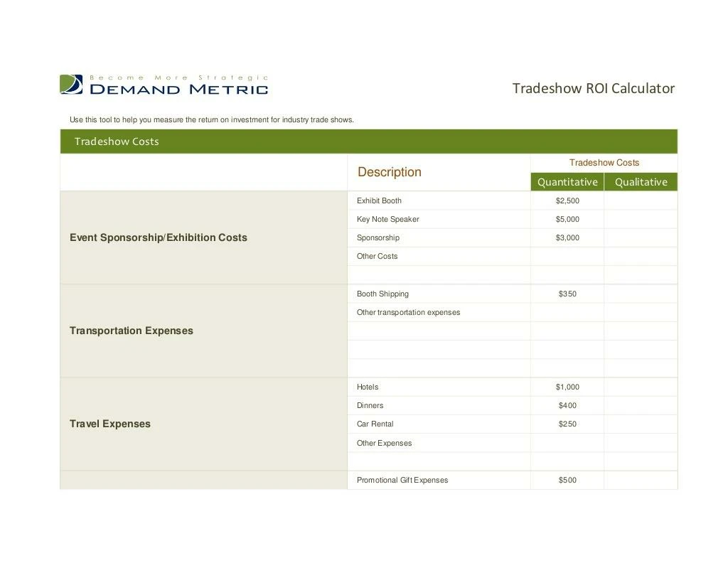 trade show roi calculator