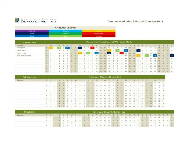 Content Marketing Editorial Calendar 2012