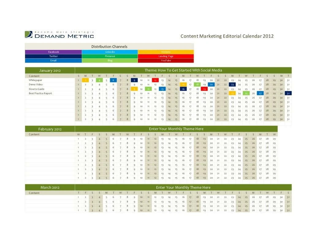 content marketing editorial calendar 2012