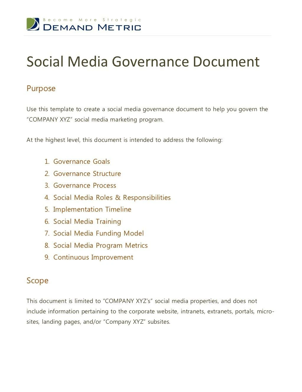 social media governance document