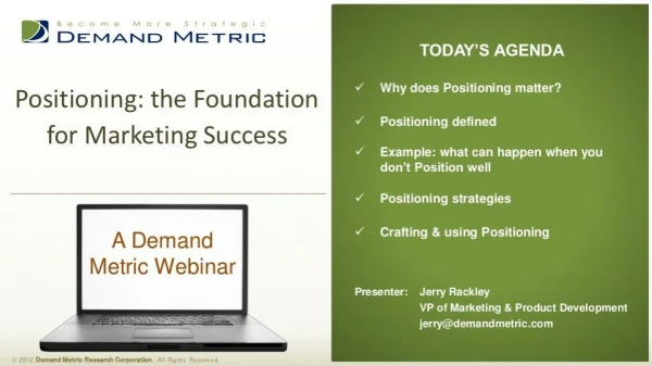 Positioning the foundation of marketing success