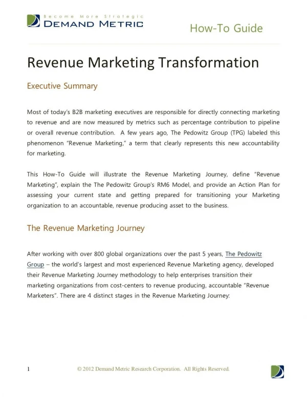 How-To Guide - Revenue Marketing Transformation