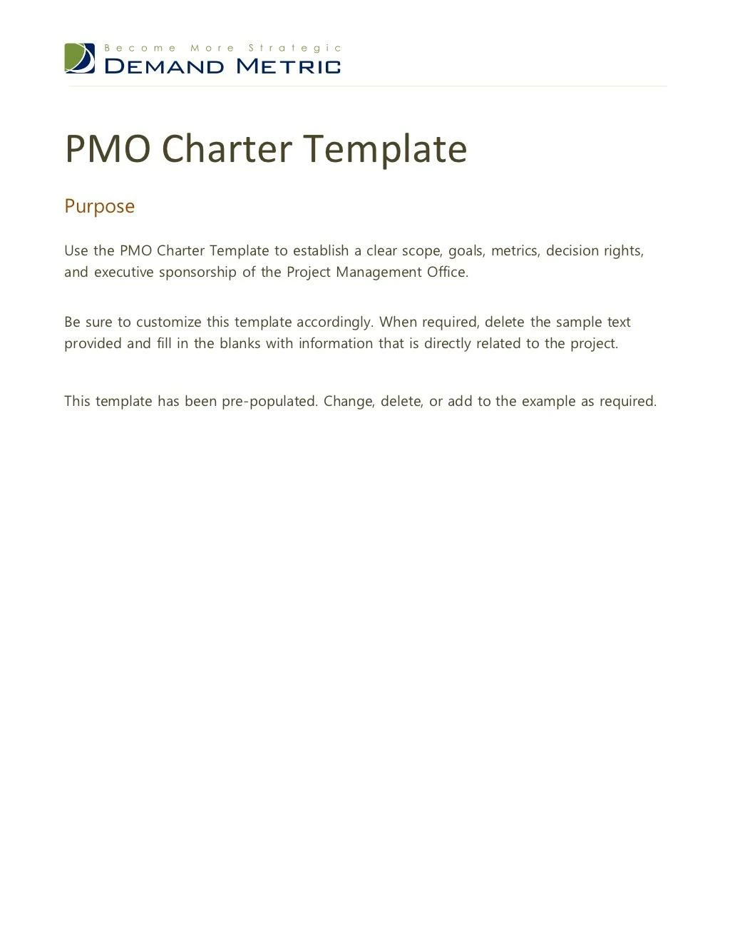 pmo charter template