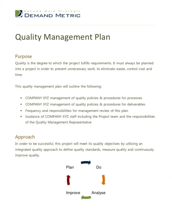 Quality Management Plan