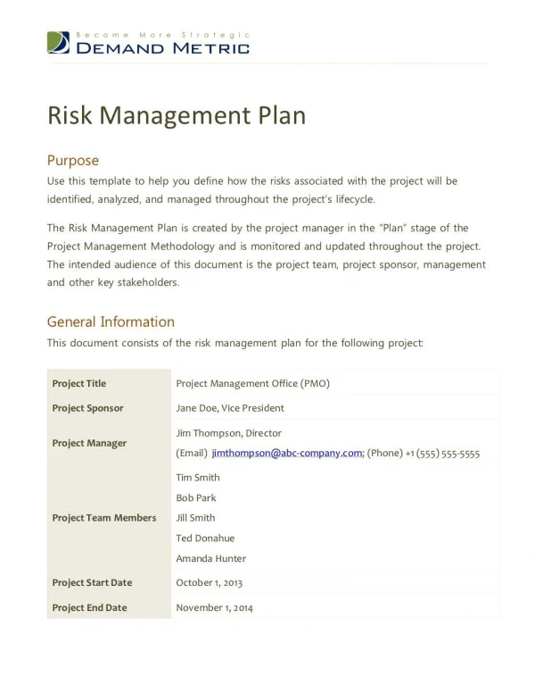 Risk Management Plan