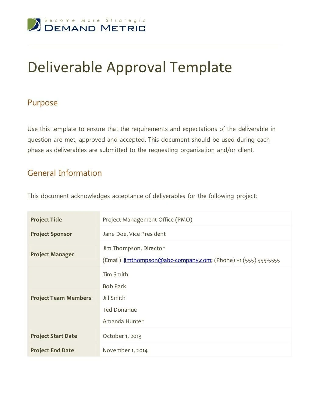 deliverable approval template