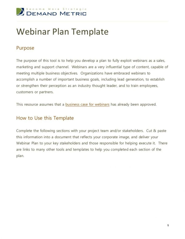 Webinar Plan Template