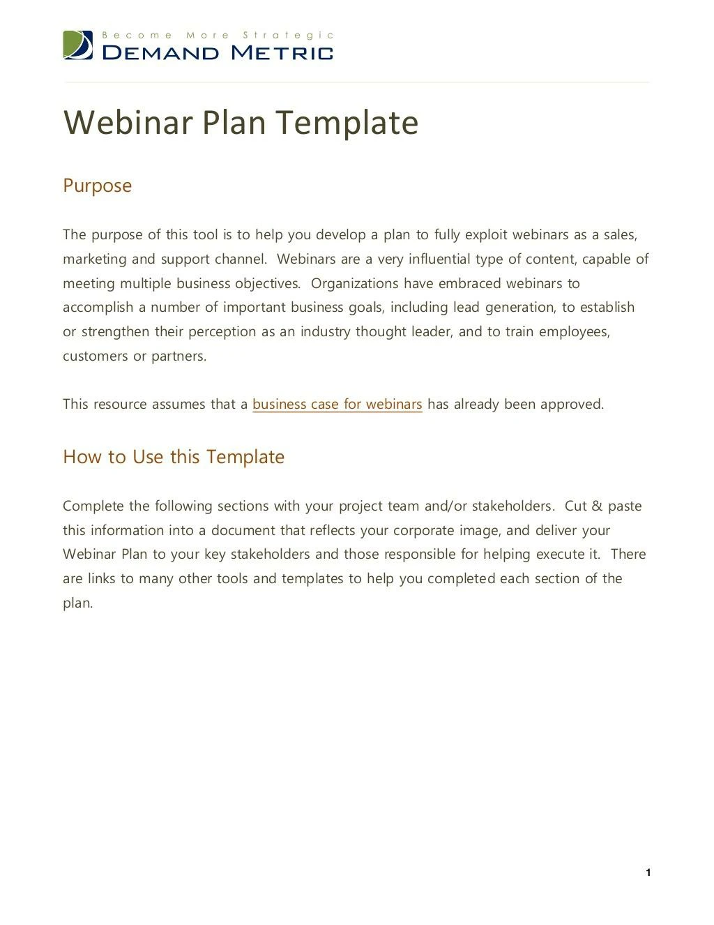 webinar plan template