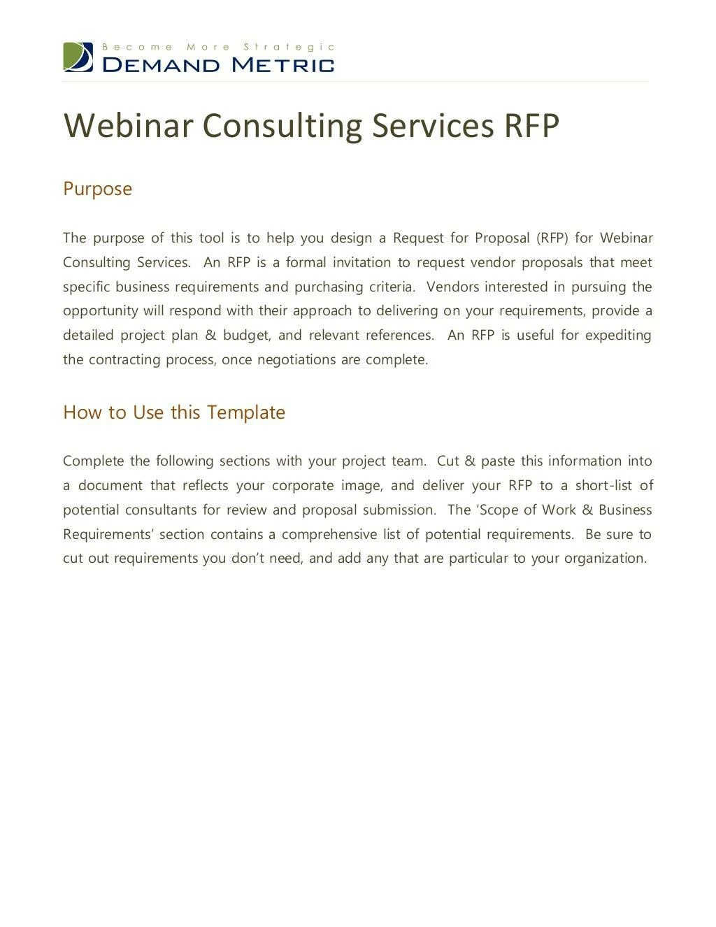 webinar consulting services rfp