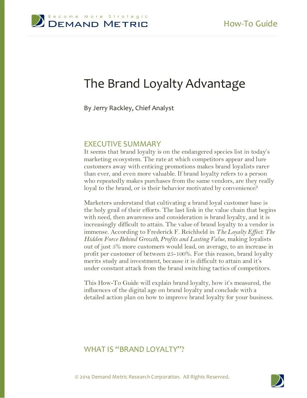 the brand loyalty advantage