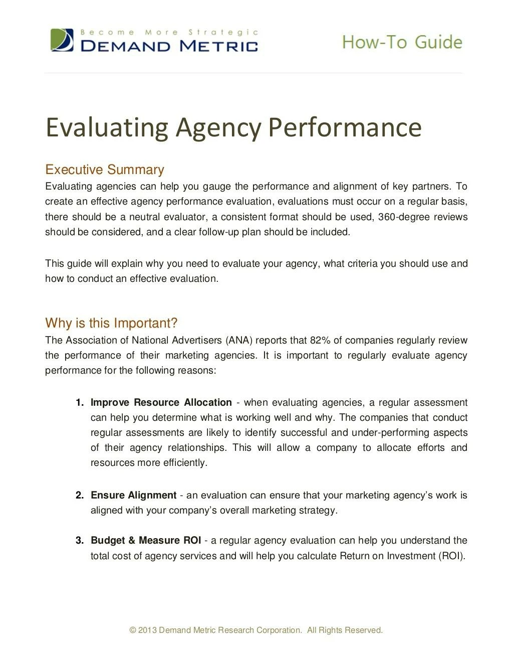 evaluating agency performance