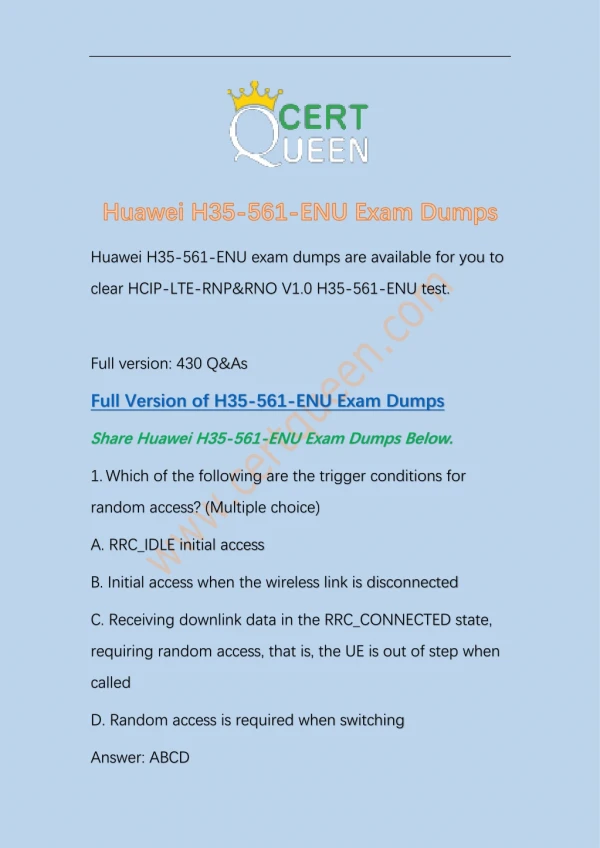 Huawei H35-561-ENU Exam Dumps Questions