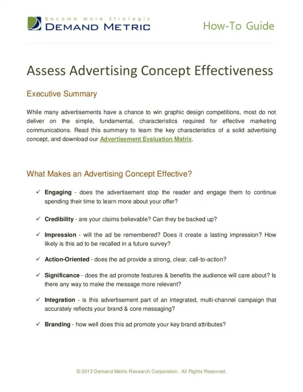 Assess Advertising Concept Effectiveness