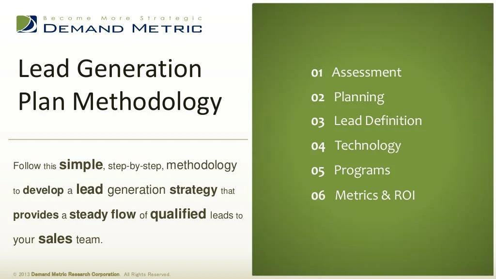 lead generation plan methodology