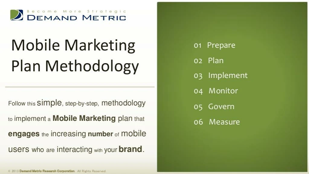 mobile marketing plan methodology