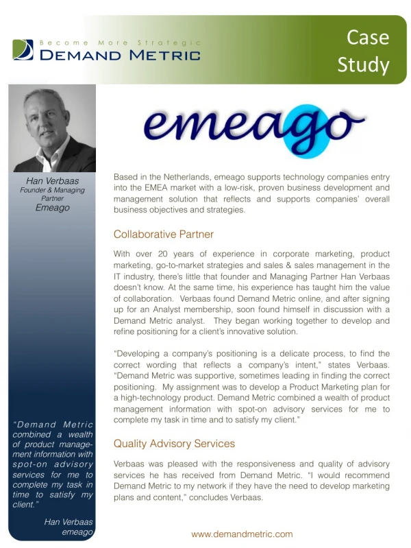 Demand metric - Case Study Emeago