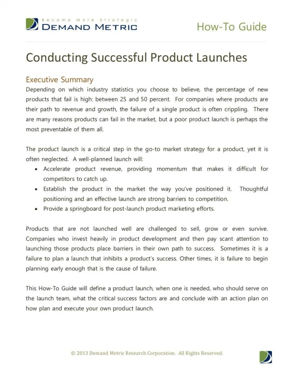 Conducting Successful Product Launches