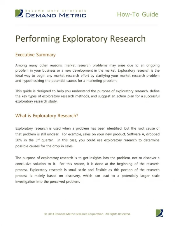 Performing Exploratory Research