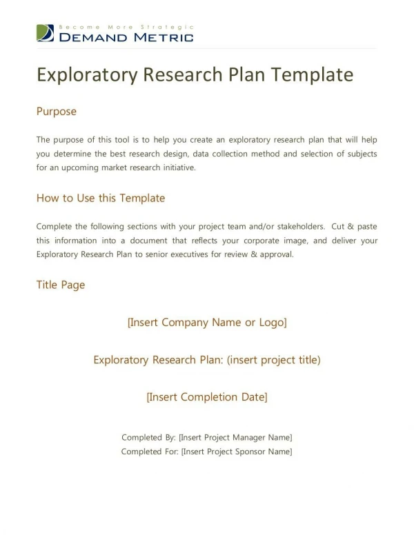 Exploratory Research Plan Template