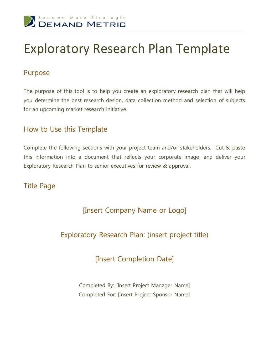 exploratory research plan template