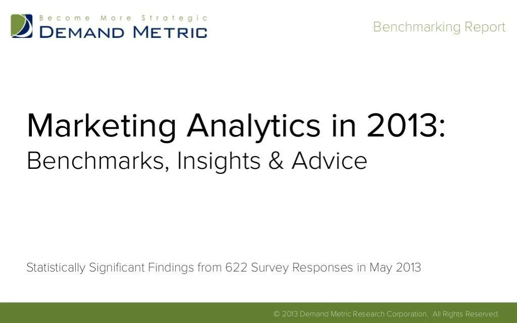 marketing analytics in 2013 benchmarking report