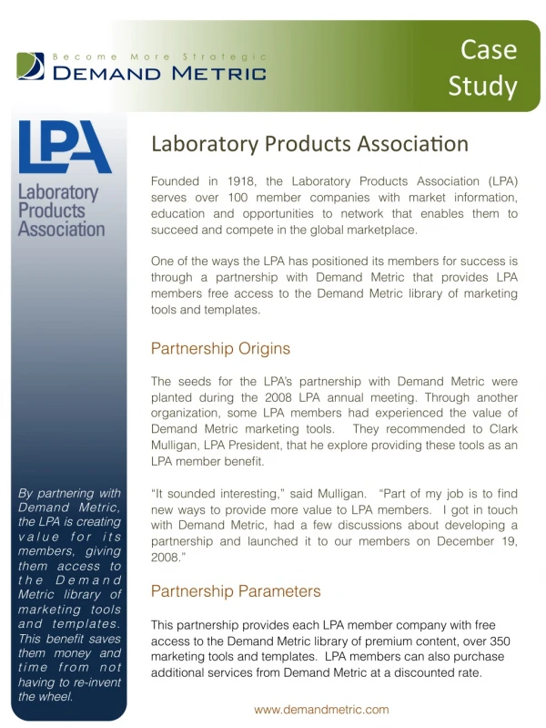 Demand Metric - Member Benefit Case Study: LPA