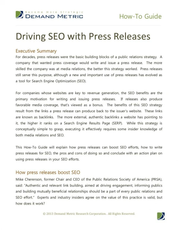 How to Guide - Driving SEO with Press Releases