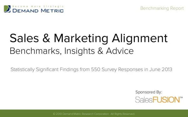 Sales and Marketing Alignment Benchmarking Report