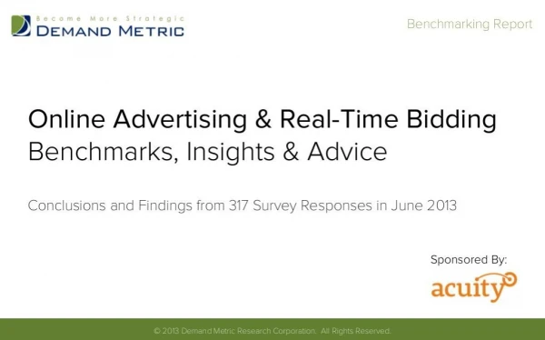 Online Advertising & Real-Time Bidding (RTB) - Benchmark Report SUMMARY