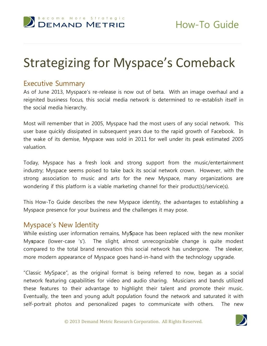 how to guide strategizing for myspace s comeback